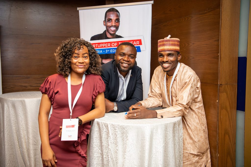 Founder Commodity Nigeria, Mr IBM Bangis (right), standing next to the CEO of SOSO Care Mr. Nonso (Middle) and Miss Taiwo (Left)